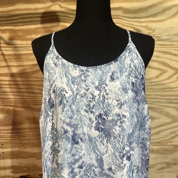 Old Navy Floral Chiffon Maxi Dress Blue Womens Size Large Beachy Sheer Boho - Picture 4 of 16